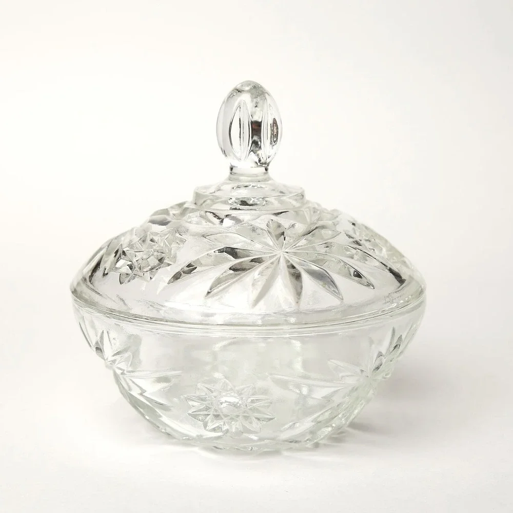 VTG Vintage Anchor Hocking‎ Star of David Starburst Candy Dish and Lid